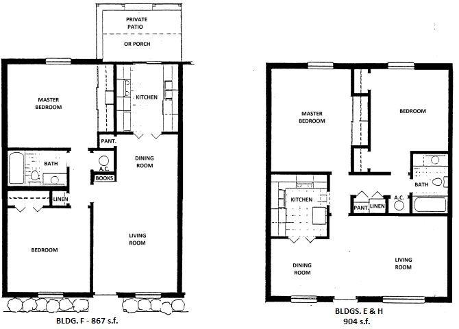2 Bedroom, 1 Bath Floor Plan 2